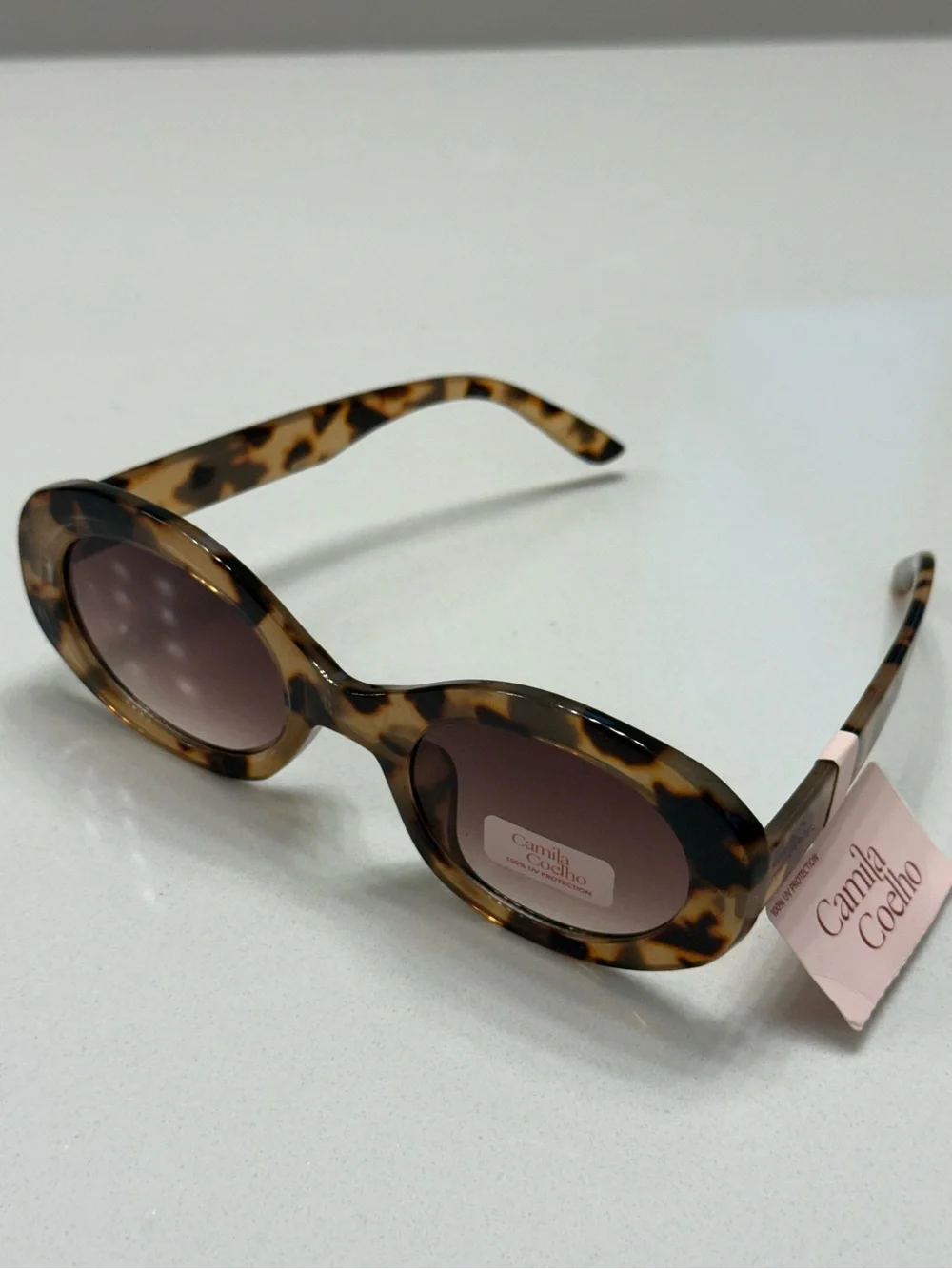 Camila Coelho Tortoiseshell Oval Sunglasses with Brown Gradient Lenses NWT